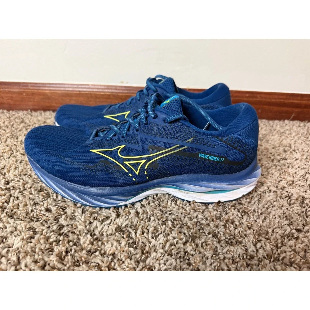 Mizuno Wave Rider 27 Mens Running Shoes Blue Yellow J1GC230353 Size 9.5
